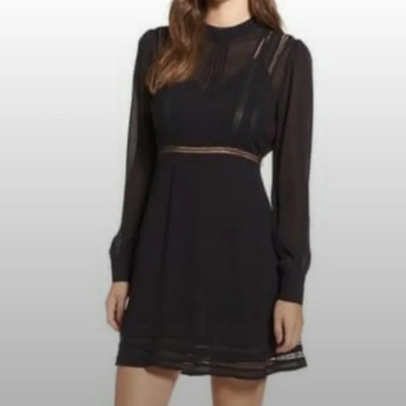 ASTR the Label Womens Floral Print Mini Casual black dress size Large - Picture 1 of 6